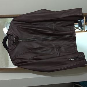 Mo-Ka Faux Leather Moto Jacket, Dark Plum, Size L